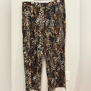 D&Co Beach L Animal Print Pull-On Pants in Brown and Black w Stretch 171